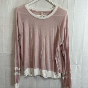 Live Love Dream Women's Thin Semi Sheer Long Sleeve Shirt with Sleeve Stripes M